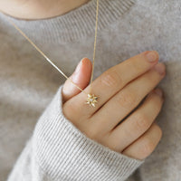 NORTHERN STAR - ORIGAMI YILDIZ PIRLANTALI SARI ALTIN KOLYE