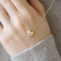 GOLDEN HEART - ORIGAMI KALP PIRLANTALI SARI ALTIN KOLYE