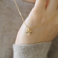 NORTHERN STAR - ORIGAMI YILDIZ PIRLANTALI SARI ALTIN KOLYE