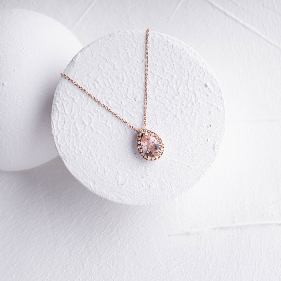 DAMLA MORGANITE PIRLANTALI KOLYE