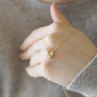 GOLDEN HEART - ORIGAMI KALP PIRLANTALI SARI ALTIN KOLYE
