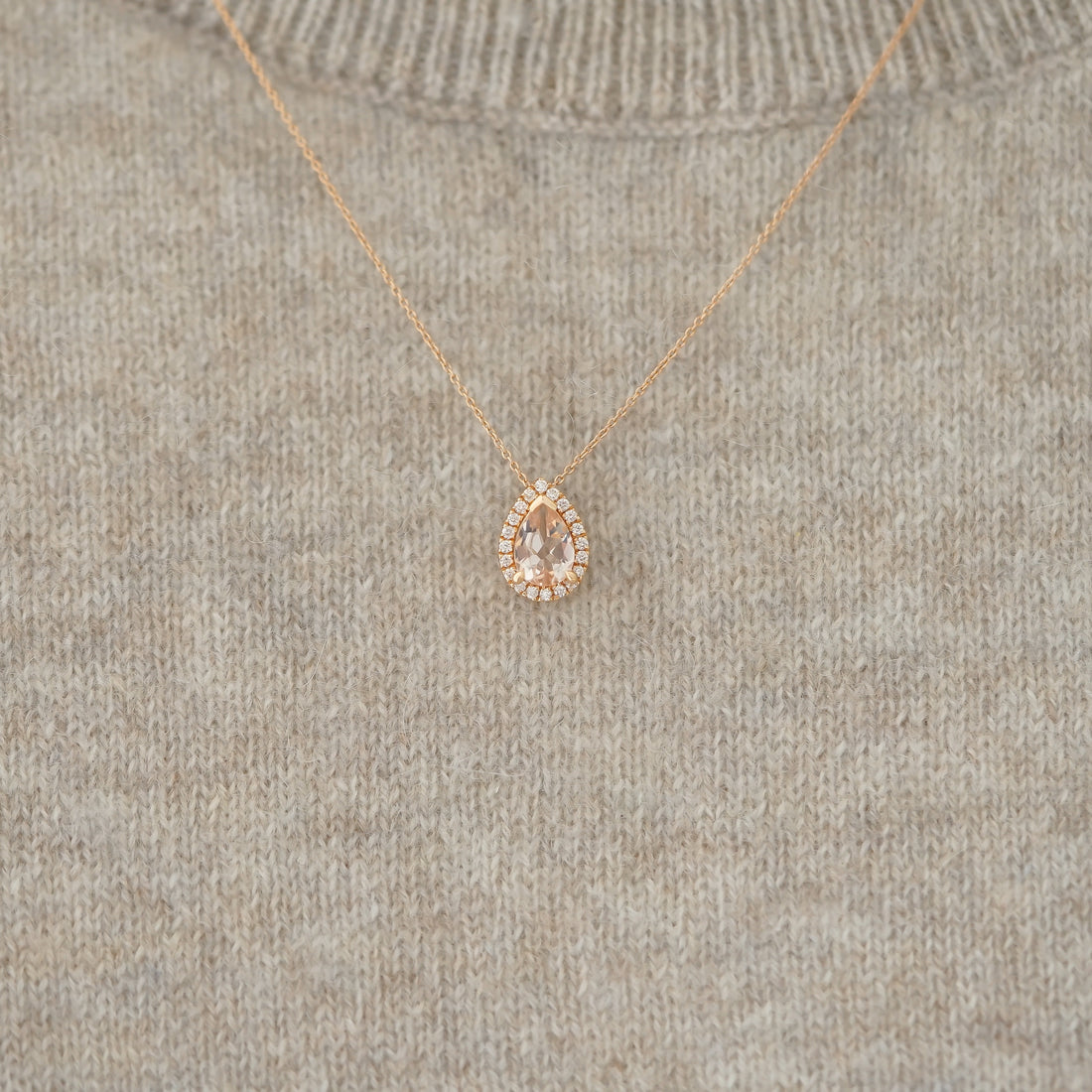 DAMLA MORGANITE PIRLANTALI KOLYE